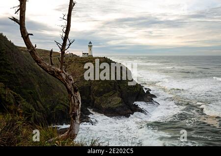 WA19071-00...WASHINGTON - North Point Leuchtturm im Cape Disappointment State Park. Stockfoto