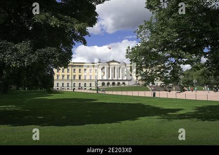 Oslo, Norwegen, Norwegen; Slottet, Det Kongelige Slott; Königspalast; Königliches Schloss Oslo; Pałac Królewski w Oslo, zamek, rezydencja Stockfoto