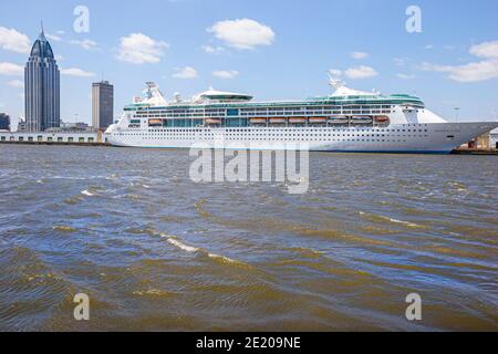 Alabama Mobile River Water Royal Caribbean Grandeur by the Seas, Kreuzfahrthafen, Stockfoto