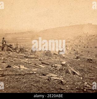 Blick auf die äußeren Schützengräben am letzten Tag der Schlacht vor Nashville, Tennessee, 16. Dezember 1864, zeigt den Boden, wo die verzweifeltesten Anschläge gemacht wurden Stockfoto