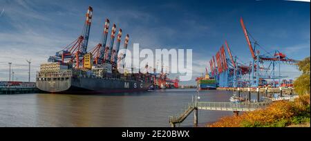 Luftaufnahme des Hamburger Container Terminals, Hamburg, Deutschland, Europa. Stockfoto