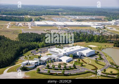 Alabama Vance Mercedes Benz deutsche SUV-Produktionsanlage, Luftaufnahme von oben Besucherzentrum, Stockfoto