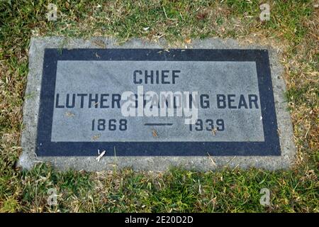 Los Angeles, Kalifornien, USA 10. Januar 2021 EIN allgemeiner Blick auf die Atmosphäre von Chief Luther Standing Bear's Grave auf Hollywood Forever Cemetery am 10. Januar 2021 in Los Angeles, Kalifornien, USA. Foto von Barry King/Alamy Stockfoto Stockfoto