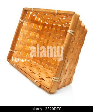 Handarbeit aus Naturprodukt Korbkorb, Webrattan Blatt Öko-freundliches und nachhaltiges Konzept. Stockfoto