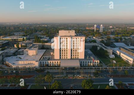 Eine Luftaufnahme des VA Long Beach Healthcare System Krankenhauses, Samstag, 9. Januar 2021, in Long Beach, Kalif. Stockfoto