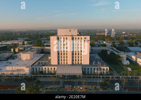 Eine Luftaufnahme des VA Long Beach Healthcare System Krankenhauses, Samstag, 9. Januar 2021, in Long Beach, Kalif. Stockfoto