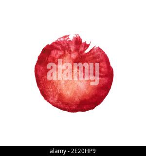 Abstrakt rot Aquarell gemalt Kreis isoliert auf weißem Hintergrund Stockfoto