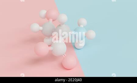 Serin (l-Serin, Ser, S) Aminosäuremolekül. 3D-Rendering. Ball-and-Stick-Modell, Atome als farbcodierte Kugeln dargestellt (Sauerstoff rosa, Stickstoff blau, Auto Stockfoto