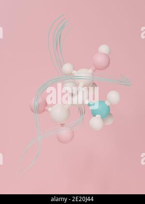 Serin (l-Serin, Ser, S) Aminosäuremolekül. 3D-Rendering. Atome werden als Kugeln mit herkömmlicher Farbkodierung dargestellt: Wasserstoff (weiß), Kohlenstoff Stockfoto