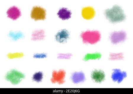 Sammlung von Farbe Aquarell gemalt Nass Abstriche, Flecken, Streifen, Punkt, Flecken, glatt als Design-Hintergrund kreative Elemente Stockfoto