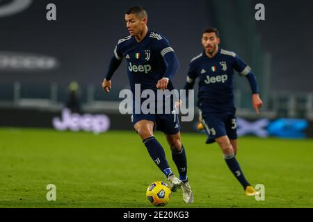 Turin, Italien. Januar 2021. Turin, Italien, Allianz Stadion, 10. Januar 2021, Cristiano Ronaldo von Juventus FC während Juventus FC vs US Sassuolo - Italian Football Serie A Spiel Credit: Alessio Morgese/LPS/ZUMA Wire/Alamy Live News Stockfoto