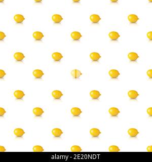 Trendige Sonnenlicht Sommer Muster mit gelber Zitrone auf weißem Hintergrund. Minimales Sommerkonzept. Stockfoto