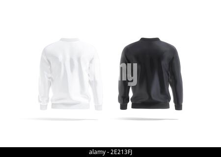 Blank schwarz und weiß Bomberjacke Mockup, Rückansicht, 3d-Rendering. Leeres lässiges Sweatshirt mit Reißverschluss, isoliert. Klo des männlichen Windschutzschalters Stockfoto