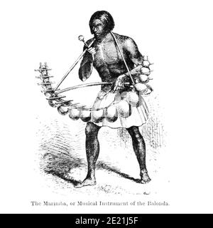 Die Marimba, oder musikalisches Instrument der Balonda aus dem Buch "Missionary Travels and Researches in South Africa" einschließlich sechzehn Jahre Aufenthalt im Inneren von Afrika. Von Dr. David Livingstone Veröffentlicht in New York von Harper & Brothers 1858 Stockfoto