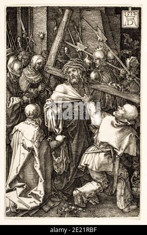 Die Passion: Christus trägt das Kreuz, Gravur von Albrecht Dürer, 1512 Stockfoto