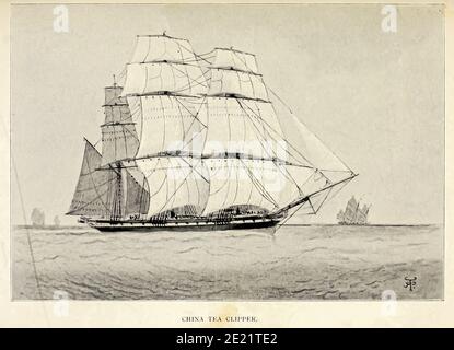 Skizze eines China Tea Clipper aus dem Buch "Feder und Bleistift Skizzen der Schifffahrt und Handwerk in der ganzen Welt" von Pritchett, Robert Taylor Veröffentlicht in London im Jahr 1899 Stockfoto