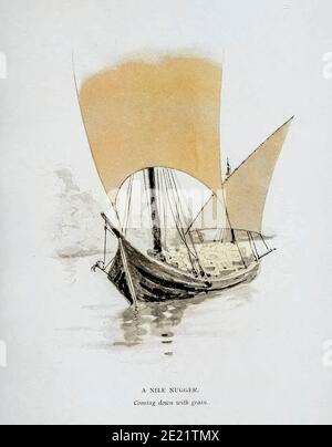 Kolorierte Skizze eines aus dem Buch "Feder und Bleistift Skizzen der Schifffahrt und Handwerk in der ganzen Welt" von Pritchett, Robert Taylor Veröffentlicht in London im Jahr 1899 Stockfoto
