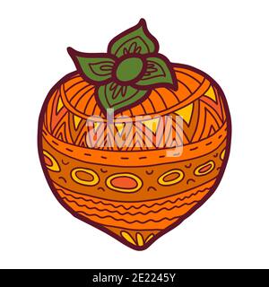 Persimmon. Hand gezeichnete Doodle Persimmon Frucht Illustration isoliert auf weißem Hintergrund. Symbol „Lebensmittel“, Stockfoto