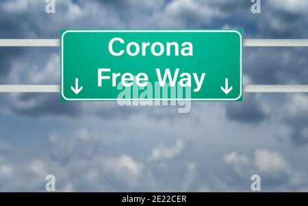 Corona Freiweg Schild am bewölkten Himmel Stockfoto