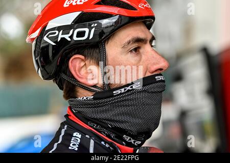 Der Belgier Thomas De Gendt von Lotto Soudal, aufgenommen während der Lotto-Soudal Radsportteam-Etappe in Javea, Spanien, Montag, 11. Januar 2021. BELGA FOTO DI Stockfoto