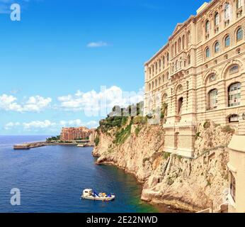 Monaco Oceanographic Museum vom Meer aus gesehen Stockfoto