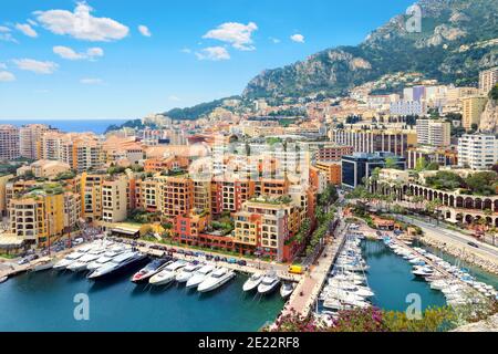 Cap d 'Ail und der Bezirk Fontvieille in Monaco. Stockfoto