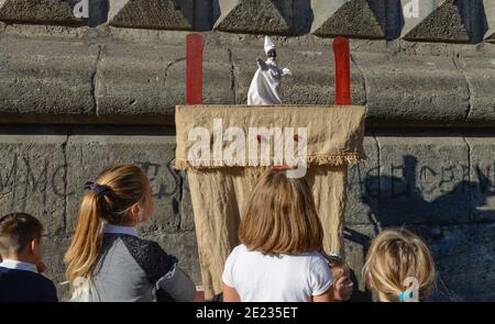 Puppentheater, Piazza del Gesù Nuovo, Neapel, Italien Stockfoto