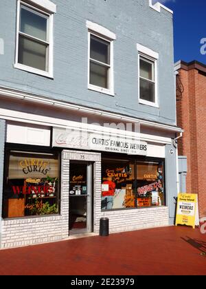 Curtis' berühmtes Coney Island Wieners Café / Restaurant, 35 N Liberty St, Cumberland, Maryland MD, USA Stockfoto