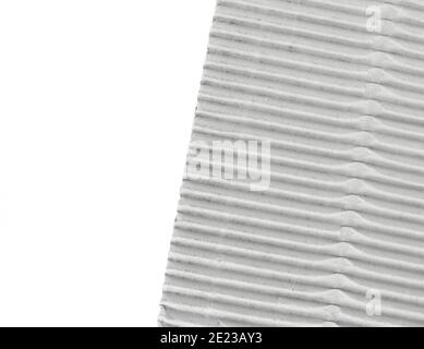 Pappstruktur. Papphintergrund. Stück Wellpappe gerissen. Pappe Textur zerfetzte Kante. Leerzeichen für Text. Stockfoto
