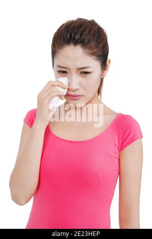 Eine junge Frau in rosa Kleid Porträt hohe Qualität Foto Stockfoto