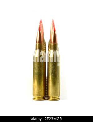 Jagdmunition, Kaliber 243. Stockfoto