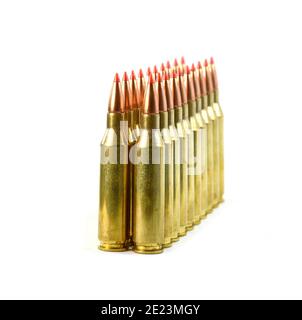 Jagdmunition, Kaliber 243. Stockfoto