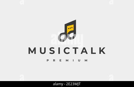 Musik Chat Logo Design Vektor Illustration Stockfoto