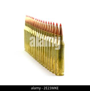 Jagdmunition, Kaliber 243. Stockfoto