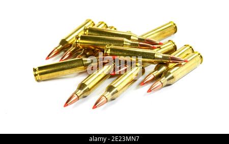 Jagdmunition, Kaliber 243. Stockfoto