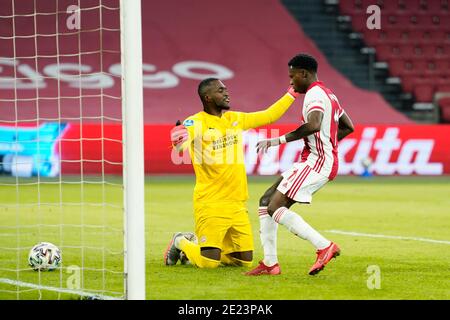 Quincy Promes of Ajax Scores for Ajax during Eredivisie match Ajax-PSV on January, 10 2021 in Amsterdam Netherlands Credit: SCS/Sander Chamid/AFLO/Alamy Live News Stockfoto