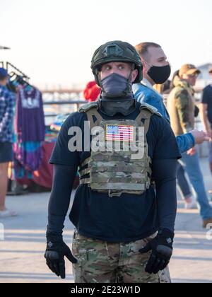 9. Januar 2021 Pro Trump Rallye Aufruhr Patriot March in Pacific Beach, San Diego, Kalifornien Stockfoto