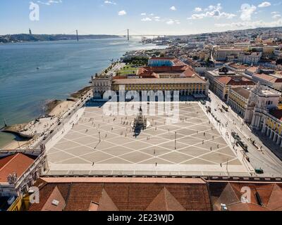 Handelsplatz im Zentrum von Lissabon genannt Praca do Comercio, Portugal Stockfoto