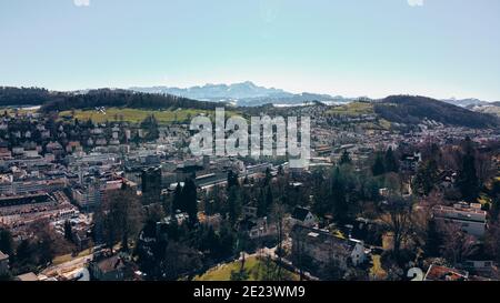 SANKT GALLEN, SCHWEIZ - 1. MÄRZ 2020: Stadtansicht von sankt gallen Stockfoto