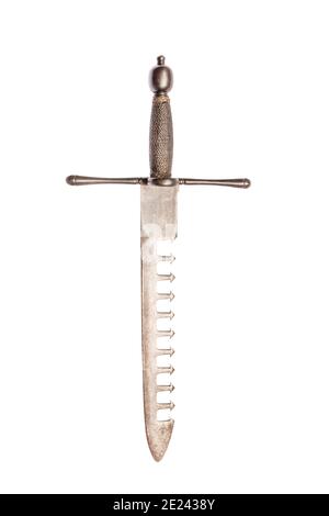 Linker Dolch (sogenannter Schwertbreacker). Frankreich das Ende des XVI Jahrhunderts. Es hat eine sehr robuste Klinge mit Schlitzen auf einer Seite, ähnlich wie die Zähne Stockfoto