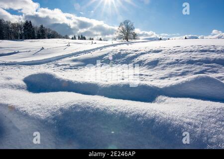 Ein schöner sonniger Tag in den hohen Bergen. Stockfoto