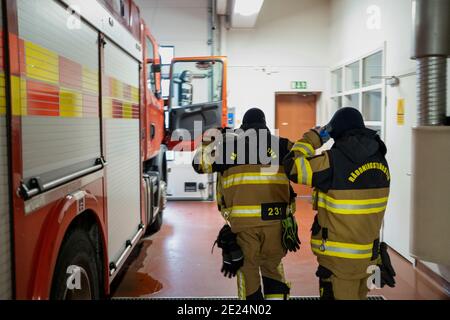 Feuerwehrleute in der Feuerwehr Stockfoto