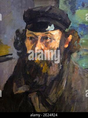 Selbstporträt in einer Casquette, Paul Cezanne, 1872, Staatliche Eremitage, Sankt Petersburg, Russland Stockfoto