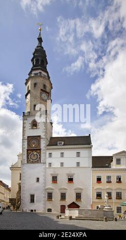 Altes Stadthaus am unteren Marktplatz in Gorlitz. Deutschland Stockfoto