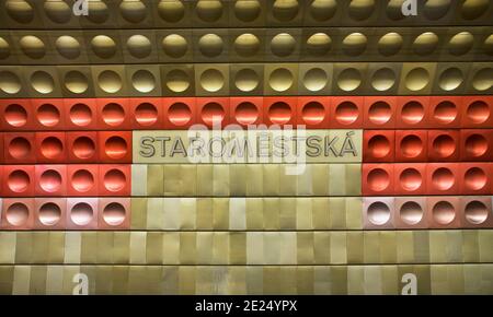 Staromestska (Altstadt) U-Bahn-Station in Prag. Tschechische Republik Stockfoto