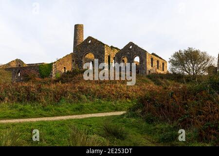 Wheal Francis. Der Bergbau begann in der Region in den frühen 1720er Jahren. Der Abbau von Kupfer wurde erstmals in den 1820er Jahren an diesem Standort dokumentiert. Nach Lady Frances Stockfoto