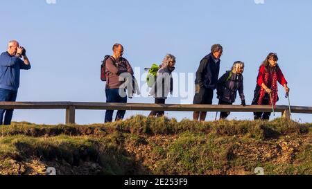 Zuschauer beobachten das Siegel unten auf ihrem eigenen privaten Platz Unzugänglicher Strand Stockfoto