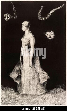 Odilon Redon, 'Haunting' oder 'Hantise' (Obsession), Lithographiedruck, 1893-1894 Stockfoto