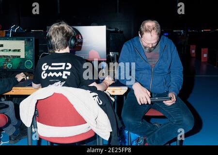 Roskilde, Dänemark. Februar 2020. Computerspieler besuchen eine LAN-Party beim Gaming Festival GG Festival 2020 in Roskilde. (Foto: Gonzales Photo - Mathias Eis Schultz). Stockfoto