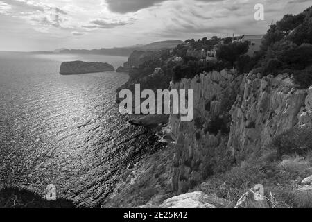 Sonnenuntergang am Cap de la Neu, Javea, Costa Blanca, Spanien Stockfoto